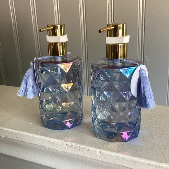 HP NWT-2 Blue Iridescent Diamond Glass Luxury Hand Soap Pumps Sandalwood Vanilla - Picture 3 of 17